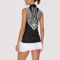 Samoan Traditional Art Tattoos Women Sleeveless Polo Shirt Tatau Roman Reigns Black Color - Polynesian Pride