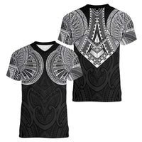 Samoan Traditional Art Tattoos Women V-Neck T-Shirt Tatau Roman Reigns Black Color - Polynesian Pride