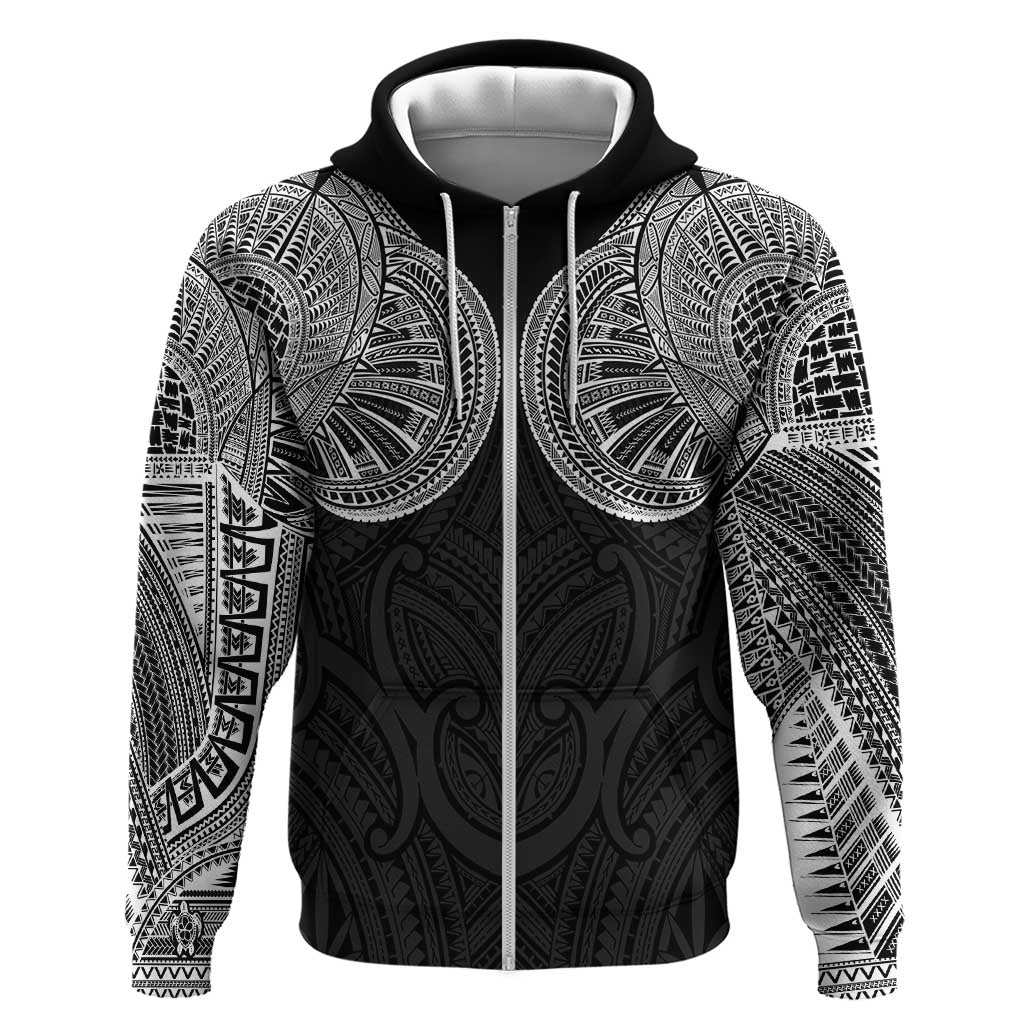 Samoan Traditional Art Tattoos Zip Hoodie Tatau Roman Reigns Black Color LT03 Zip Hoodie Black - Polynesian Pride