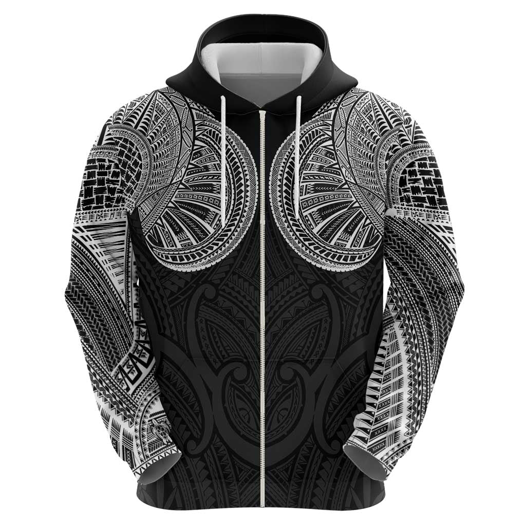 Samoan Traditional Art Tattoos Zip Hoodie Tatau Roman Reigns Black Color - Polynesian Pride