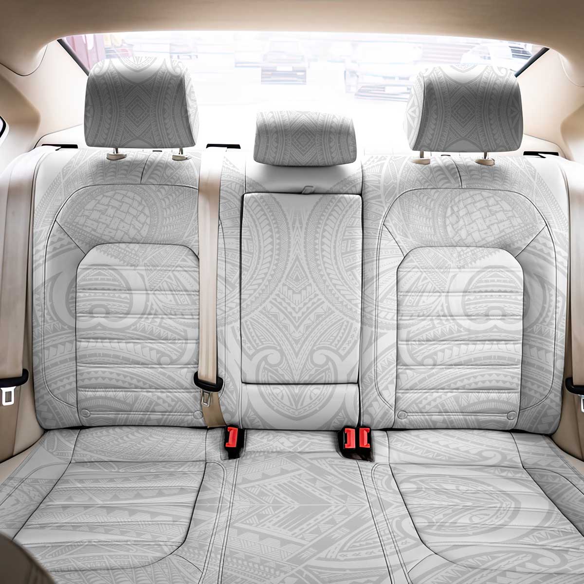 Samoan Traditional Art Tattoos Back Car Seat Cover Tatau Roman Reigns White Color - Polynesian Pride