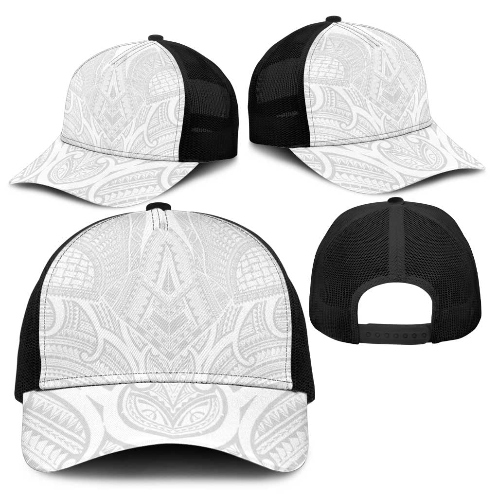 Samoan Traditional Art Tattoos Baseball Net Cap Tatau Roman Reigns White Color - Polynesian Pride