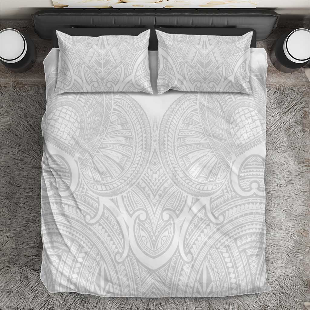 Samoan Traditional Art Tattoos Bedding Set Tatau Roman Reigns White Color - Polynesian Pride
