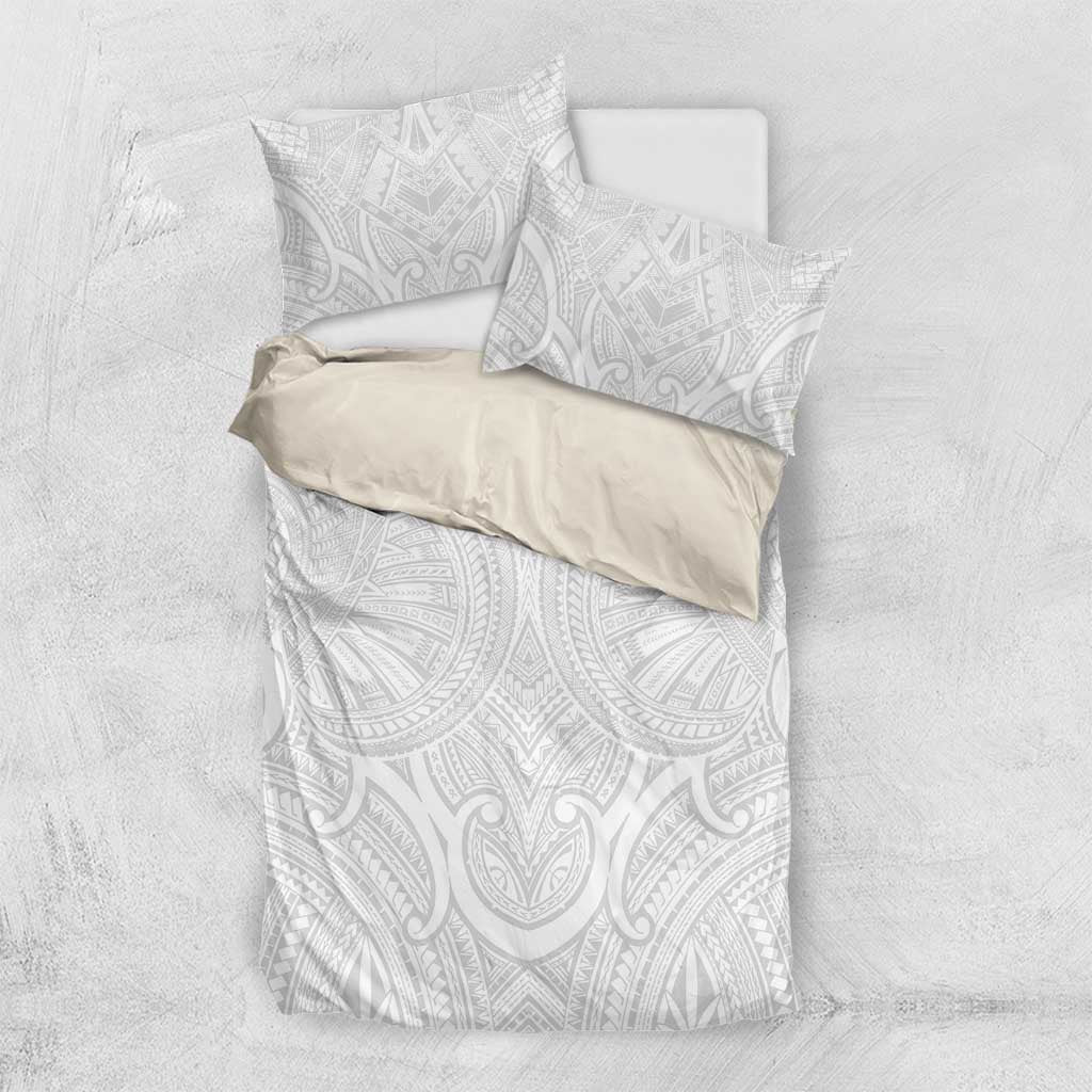 Samoan Traditional Art Tattoos Bedding Set Tatau Roman Reigns White Color - Polynesian Pride