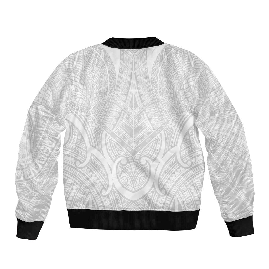 Samoan Traditional Art Tattoos Bomber Jacket Tatau Roman Reigns White Color - Polynesian Pride