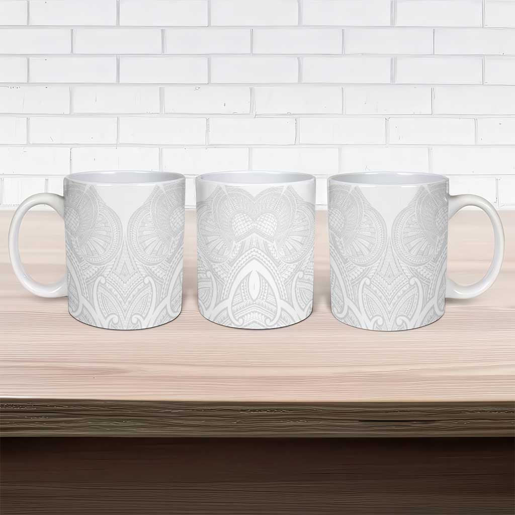 Samoan Traditional Art Tattoos Ceramic Mug Tatau Roman Reigns White Color - Polynesian Pride