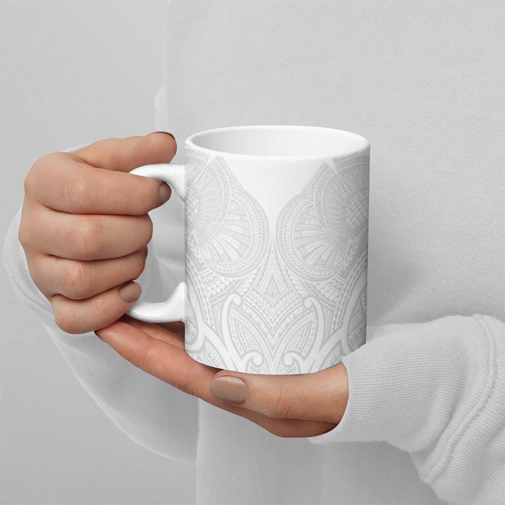 Samoan Traditional Art Tattoos Ceramic Mug Tatau Roman Reigns White Color - Polynesian Pride