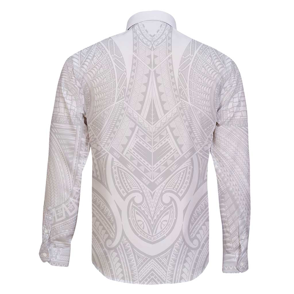 Samoan Traditional Art Tattoos Family Matching Long Sleeve Bodycon Dress and Hawaiian Shirt Tatau Roman Reigns White Color - Polynesian Pride