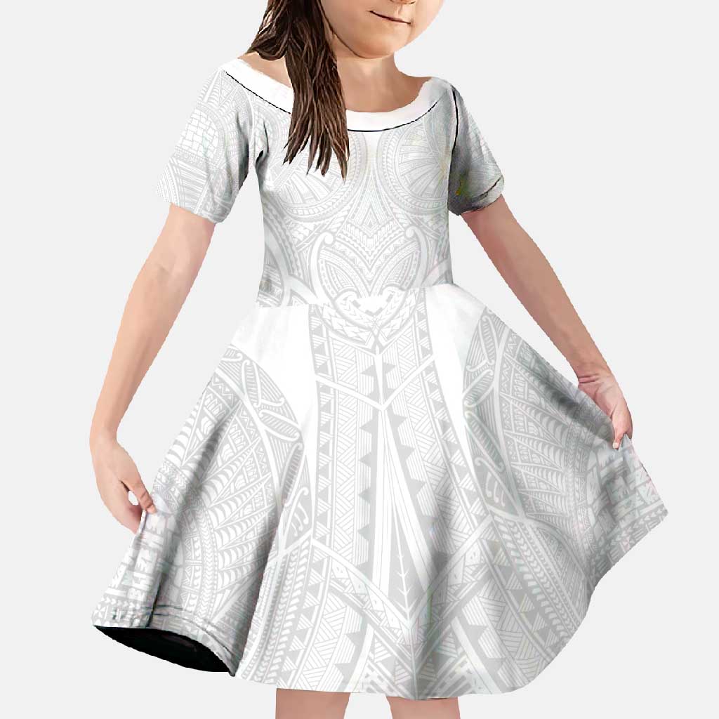 Samoan Traditional Art Tattoos Family Matching Mermaid Dress and Hawaiian Shirt Tatau Roman Reigns White Color - Polynesian Pride