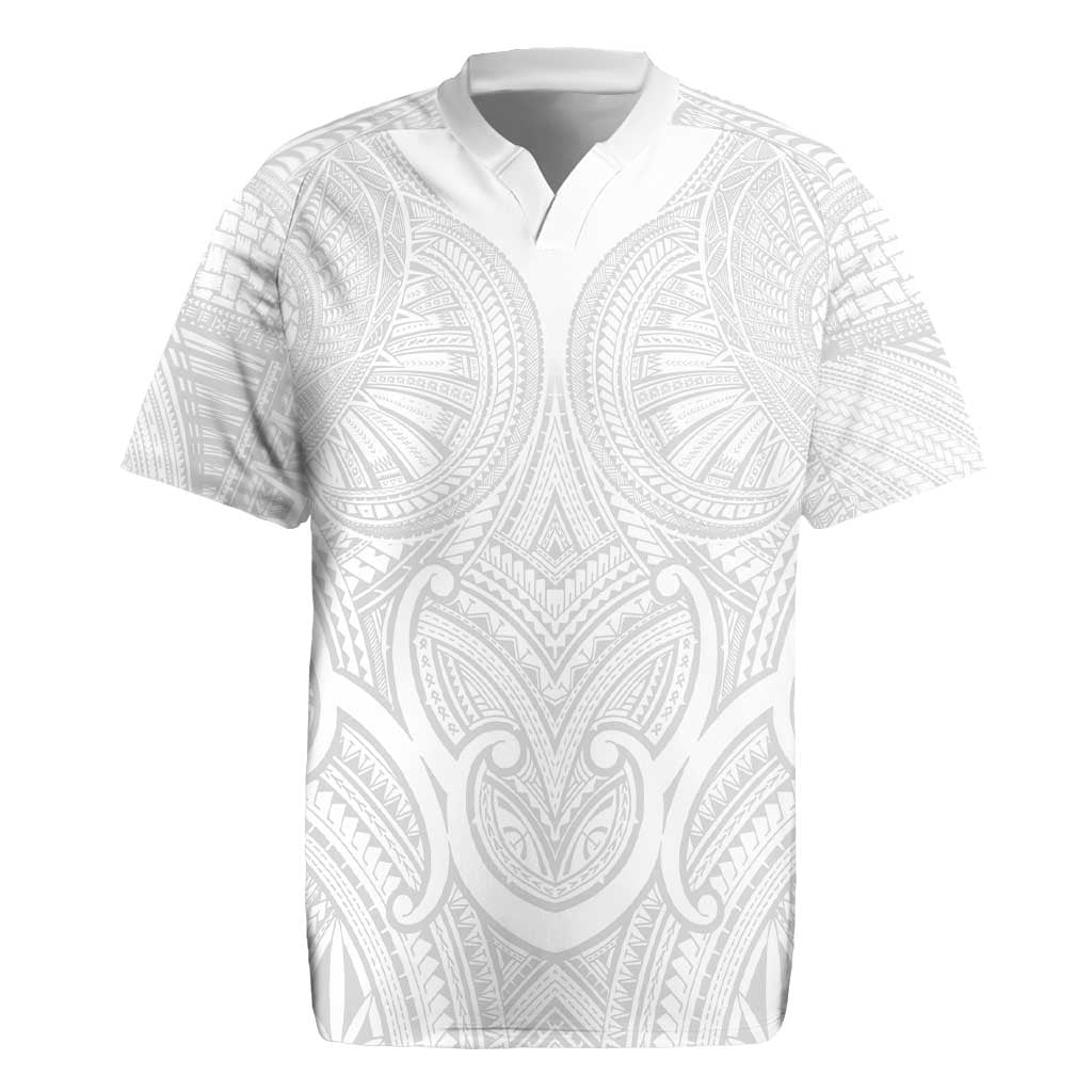 Samoan Traditional Art Tattoos Rugby Jersey Tatau Roman Reigns White Color - Polynesian Pride