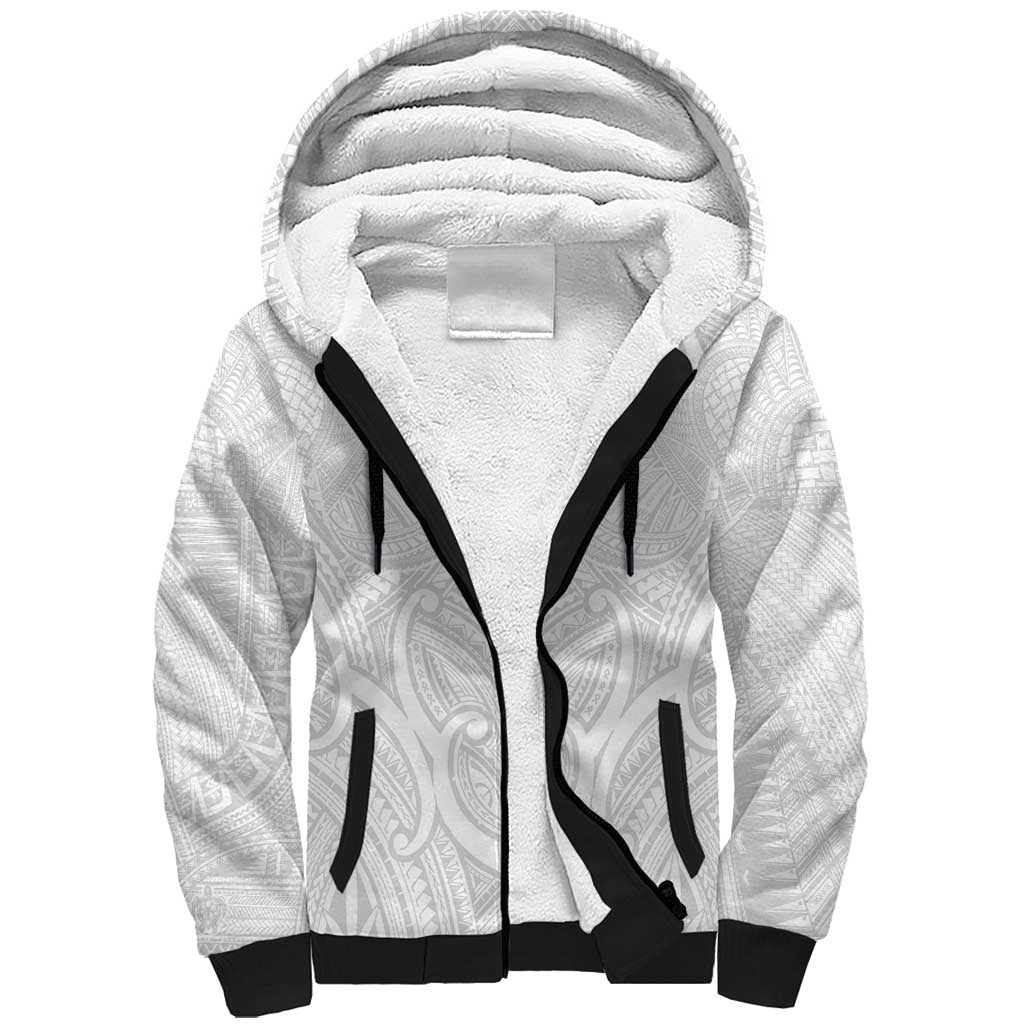 Samoan Traditional Art Tattoos Sherpa Hoodie Tatau Roman Reigns White Color - Polynesian Pride
