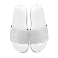 Samoan Traditional Art Tattoos Slide Sandals Tatau Roman Reigns White Color - Polynesian Pride