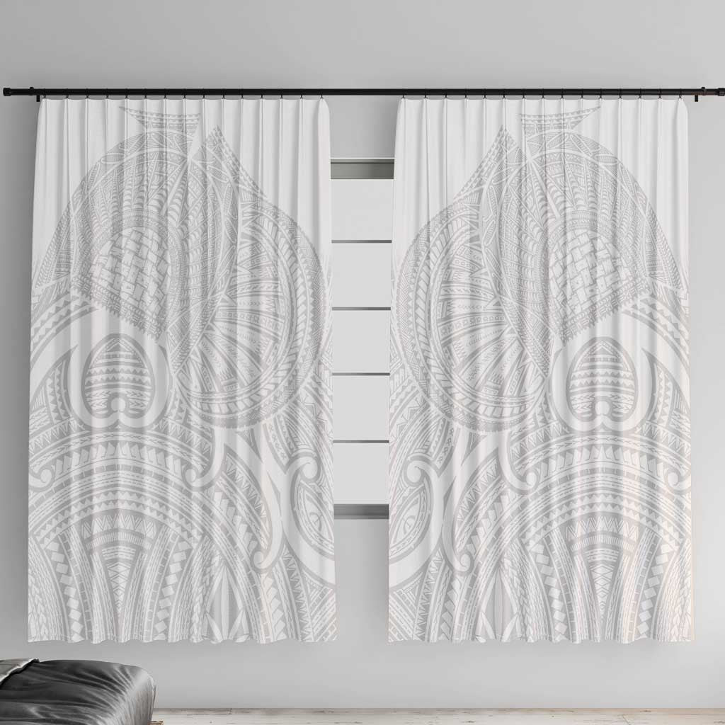 Samoan Traditional Art Tattoos Window Curtain Tatau Roman Reigns White Color LT03 With Hooks White - Polynesian Pride