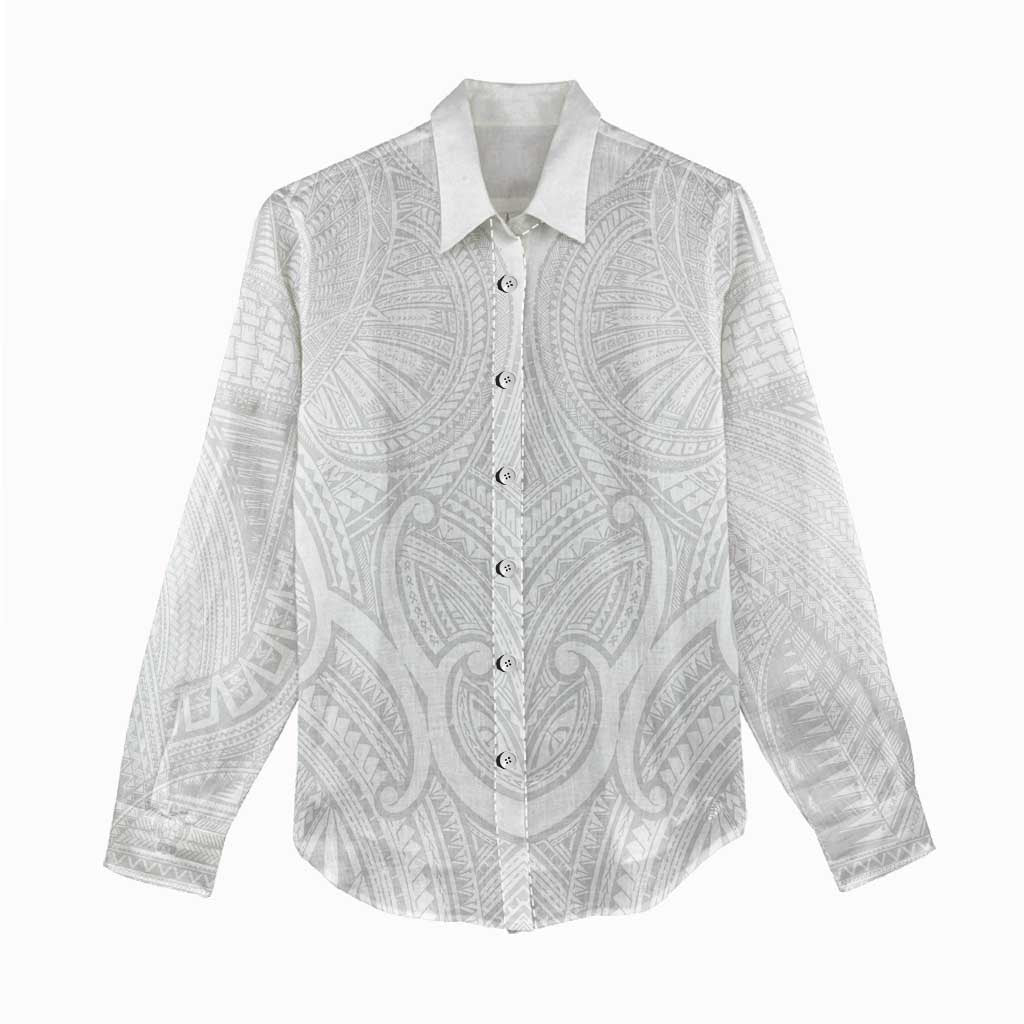 Samoan Traditional Art Tattoos Women Casual Shirt Tatau Roman Reigns White Color - Polynesian Pride