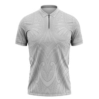 Samoan Traditional Art Tattoos Zipper Polo Shirt Tatau Roman Reigns White Color - Polynesian Pride