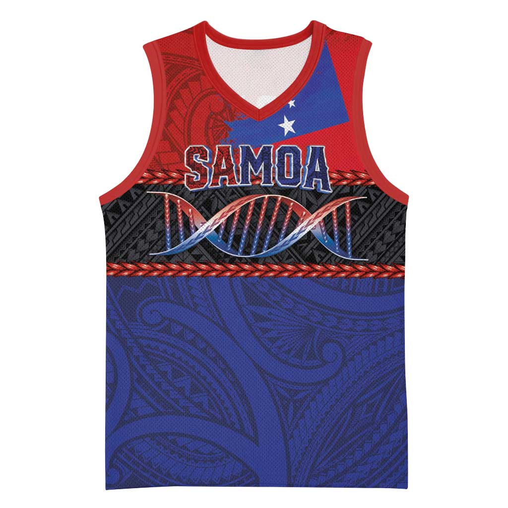 Personalised Samoan DNA-Proud of Samoa Basketball Jersey Polynesian Patterns - Polynesian Pride