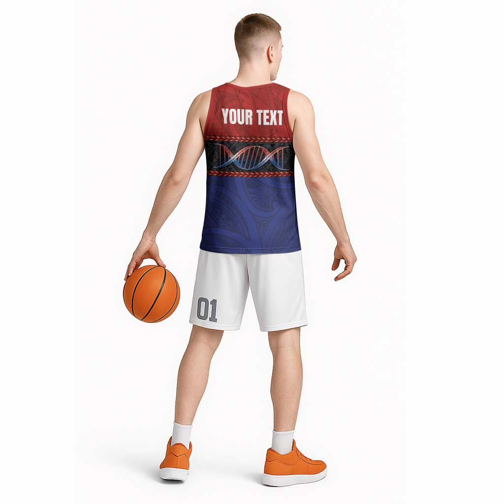 Personalised Samoan DNA-Proud of Samoa Basketball Jersey Polynesian Patterns - Polynesian Pride