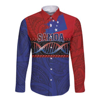 Personalised Samoan DNA-Proud of Samoa Long Sleeve Button Shirt Polynesian Patterns - Polynesian Pride