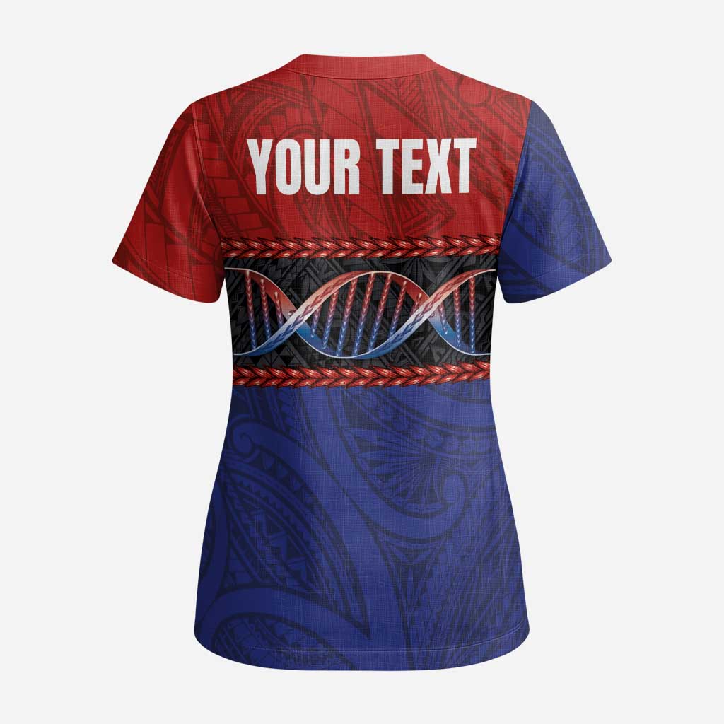 Personalised Samoan DNA-Proud of Samoa Scrub Top Polynesian Patterns - Polynesian Pride