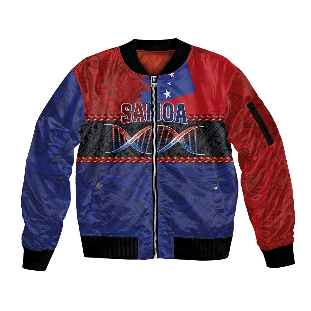 Personalised Samoan DNA-Proud of Samoa Sleeve Zip Bomber Jacket Polynesian Patterns - Polynesian Pride