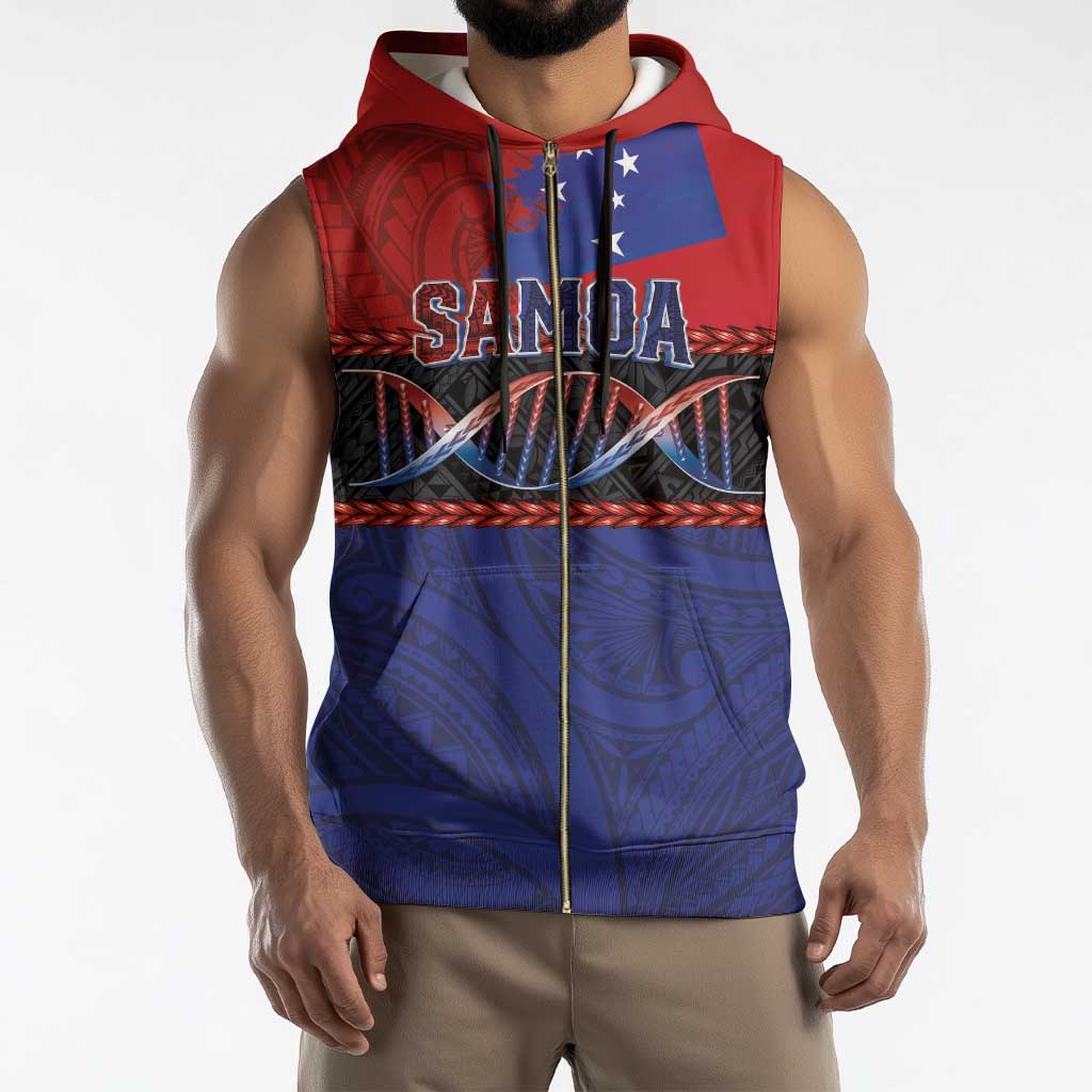 Personalised Samoan DNA-Proud of Samoa Sleeveless Zip Hoodie Polynesian Patterns - Polynesian Pride