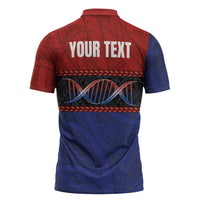 Personalised Samoan DNA-Proud of Samoa Zipper Polo Shirt Polynesian Patterns - Polynesian Pride