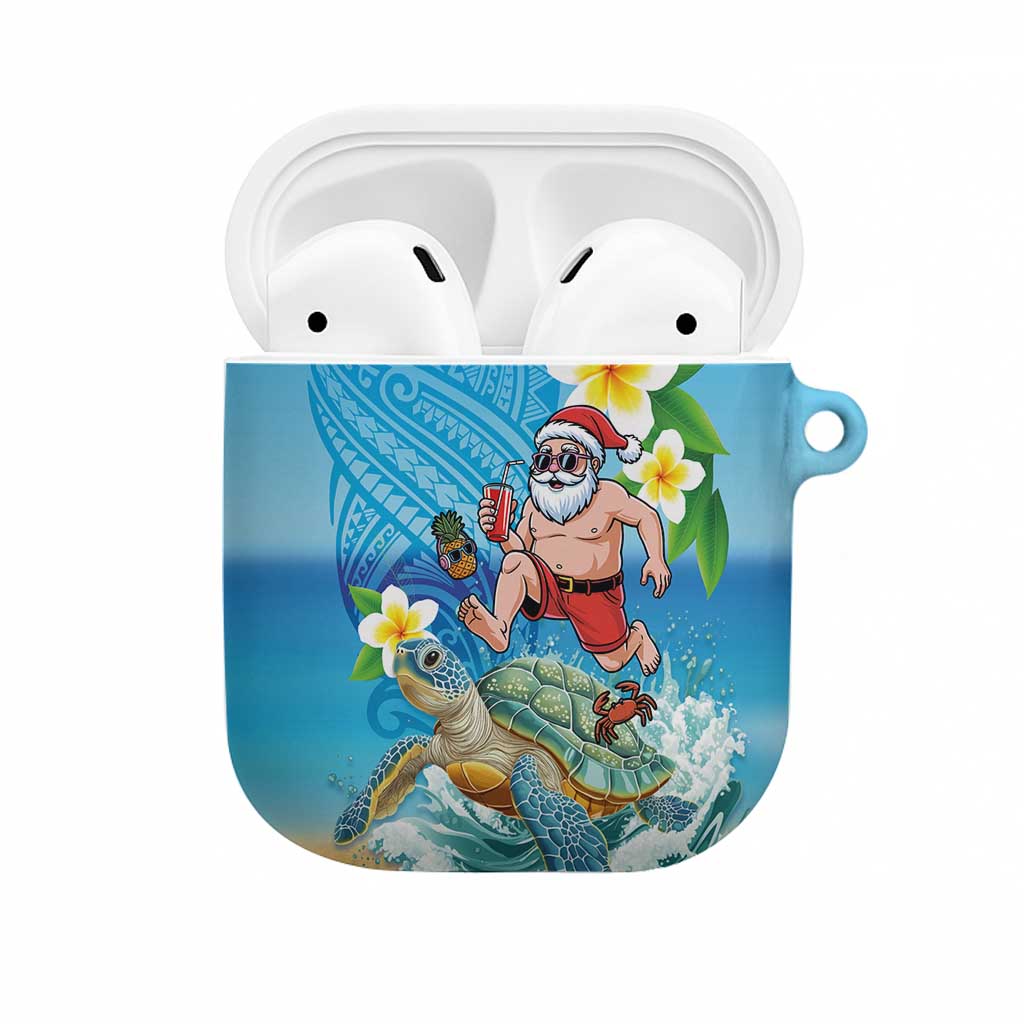 Polynesian Merry Christmas AirPods Case Funny Santa with Sea Turtle Beach Plumeria - Polynesian Pride