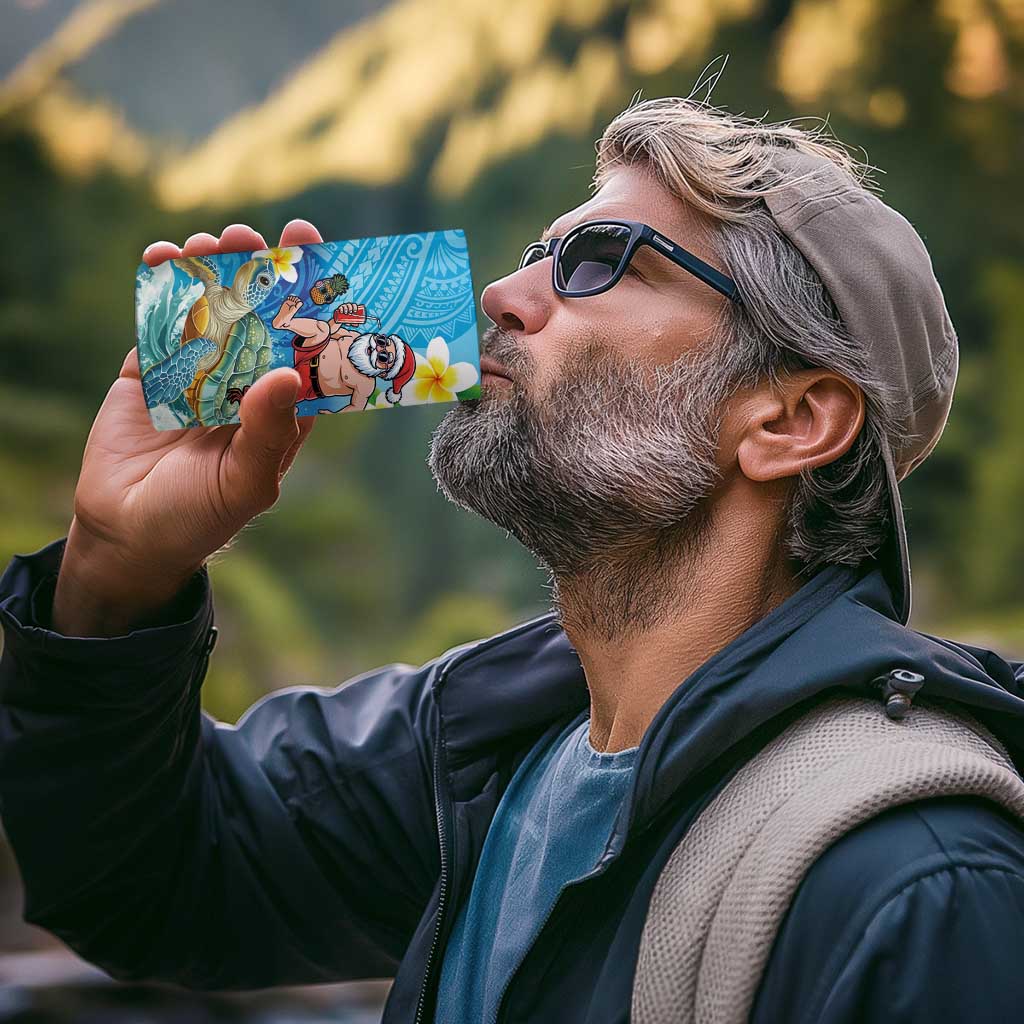 Polynesian Merry Christmas 4 in 1 Can Cooler Tumbler Funny Santa with Sea Turtle Beach Plumeria - Polynesian Pride