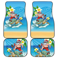 Polynesian Merry Christmas Car Mats Funny Santa with Sea Turtle Beach Plumeria - Polynesian Pride