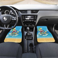 Polynesian Merry Christmas Car Mats Funny Santa with Sea Turtle Beach Plumeria - Polynesian Pride