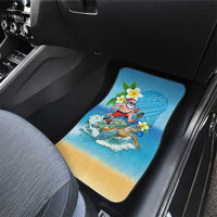 Polynesian Merry Christmas Car Mats Funny Santa with Sea Turtle Beach Plumeria - Polynesian Pride