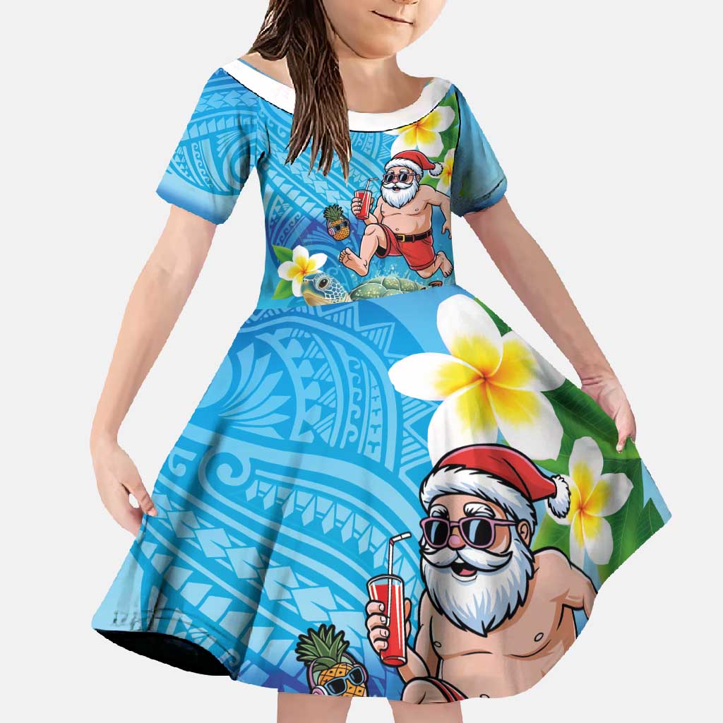 Polynesian Merry Christmas Family Matching Mermaid Dress and Hawaiian Shirt Funny Santa with Sea Turtle Beach Plumeria - Polynesian Pride