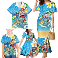Polynesian Merry Christmas Family Matching Mermaid Dress and Hawaiian Shirt Funny Santa with Sea Turtle Beach Plumeria - Polynesian Pride