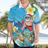 Polynesian Merry Christmas Hawaiian Shirt Funny Santa with Sea Turtle Beach Plumeria - Polynesian Pride