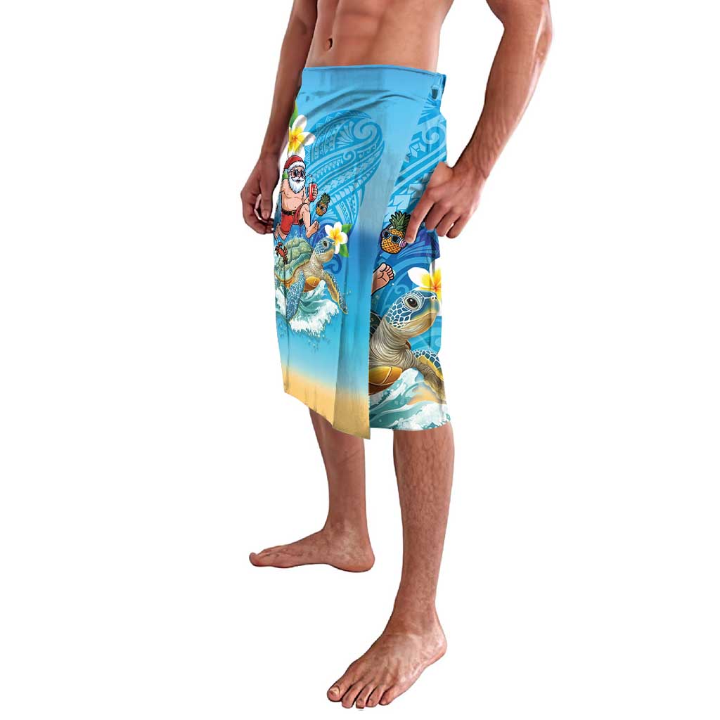 Polynesian Merry Christmas Lavalava Funny Santa with Sea Turtle Beach Plumeria - Polynesian Pride
