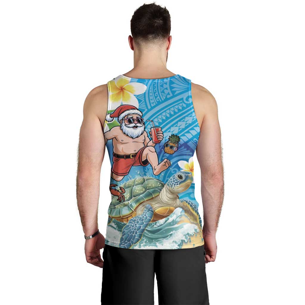 Polynesian Merry Christmas Men Tank Top Funny Santa with Sea Turtle Beach Plumeria - Polynesian Pride