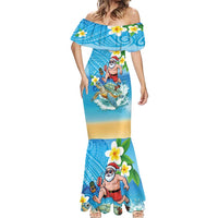 Polynesian Merry Christmas Mermaid Dress Funny Santa with Sea Turtle Beach Plumeria - Polynesian Pride