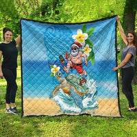 Polynesian Merry Christmas Quilt Funny Santa with Sea Turtle Beach Plumeria - Polynesian Pride