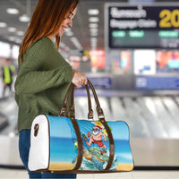 Polynesian Merry Christmas Travel Bag Funny Santa with Sea Turtle Beach Plumeria - Polynesian Pride