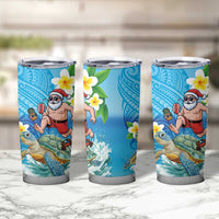 Polynesian Merry Christmas Tumbler Cup Funny Santa with Sea Turtle Beach Plumeria - Polynesian Pride