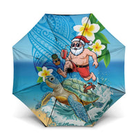 Polynesian Merry Christmas Umbrella Funny Santa with Sea Turtle Beach Plumeria - Polynesian Pride