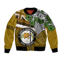 Hawaii James Campbell High School Bomber Jacket Kakau Pattern Gold Color Version LT03 Unisex Gold - Polynesian Pride