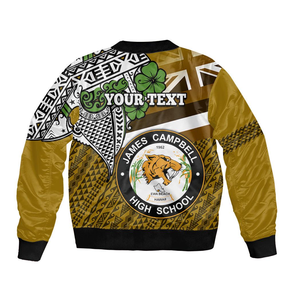 Hawaii James Campbell High School Bomber Jacket Kakau Pattern Gold Color Version LT03 - Polynesian Pride