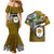 Hawaii James Campbell High School Couples Matching Mermaid Dress and Hawaiian Shirt Kakau Pattern Gold Color Version LT03 - Polynesian Pride