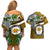 Hawaii James Campbell High School Couples Matching Off Shoulder Short Dress and Hawaiian Shirt Kakau Pattern Gold Color Version LT03 - Polynesian Pride