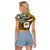 Hawaii James Campbell High School Raglan Cropped T Shirt Kakau Pattern Gold Color Version LT03 - Polynesian Pride