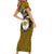Hawaii James Campbell High School Short Sleeve Bodycon Dress Kakau Pattern Gold Color Version LT03 - Polynesian Pride
