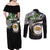 Hawaii James Campbell High School Couples Matching Off Shoulder Maxi Dress and Long Sleeve Button Shirt Kakau Pattern Black Version LT03 - Polynesian Pride
