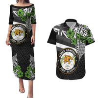 Hawaii James Campbell High School Couples Matching Puletasi Dress and Hawaiian Shirt Kakau Pattern Black Version LT03 Black - Polynesian Pride