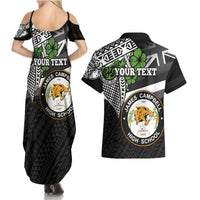 Hawaii James Campbell High School Couples Matching Summer Maxi Dress and Hawaiian Shirt Kakau Pattern Black Version LT03 - Polynesian Pride